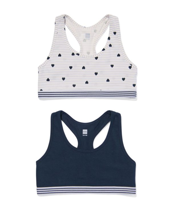 HEMA Kinder Croptops Stretch Katoen - 2 Stuks Donkerblauw (donkerblauw)