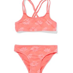 HEMA Kinder Bikini Met Jacquard Bloemen Koraal (koraal)