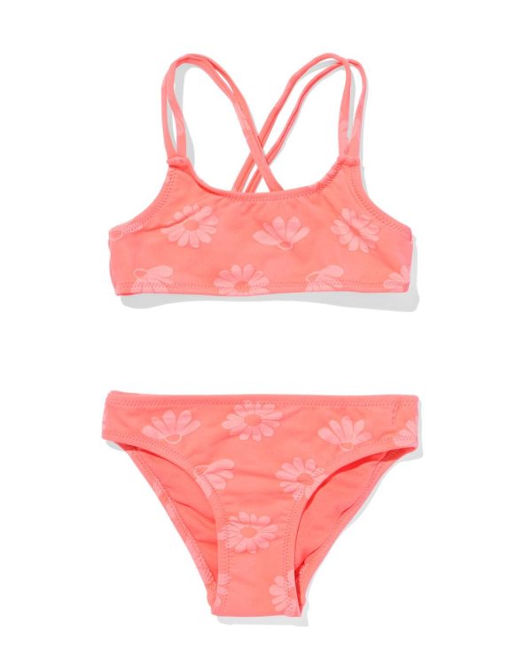 HEMA Kinder Bikini Met Jacquard Bloemen Koraal (koraal)