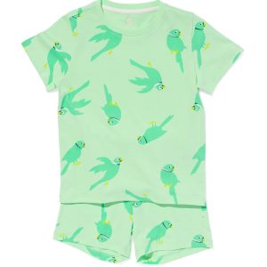 HEMA Kindershortama Katoen Stretch Vogels Groen (groen)