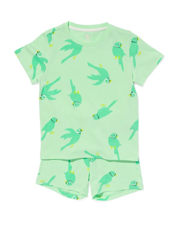 HEMA Kindershortama Katoen Stretch Vogels Groen (groen)