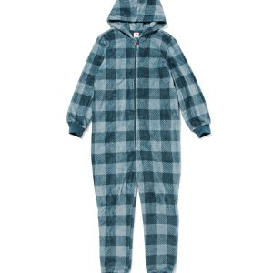 HEMA Kinder Onesie Met Ruiten Blauw (blauw)