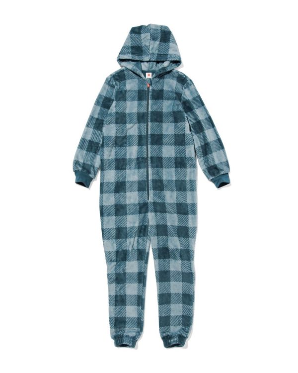 HEMA Kinder Onesie Met Ruiten Blauw (blauw)