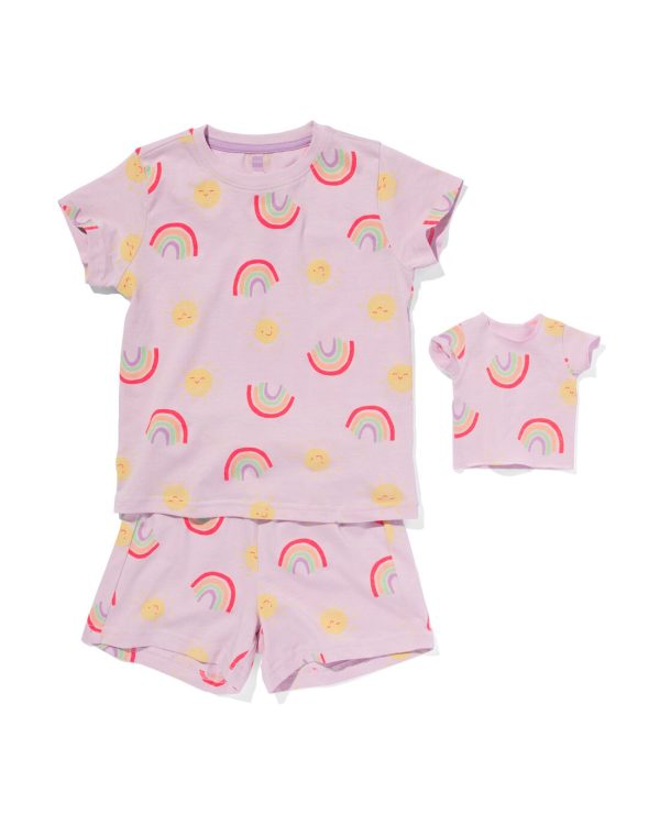 HEMA Kinder Shortama Katoen Regenboog En Poppennachtshirt Lila (lila)