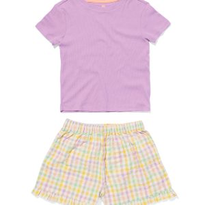 HEMA Kindershortama Katoen Met Ruiten Lila (lila)