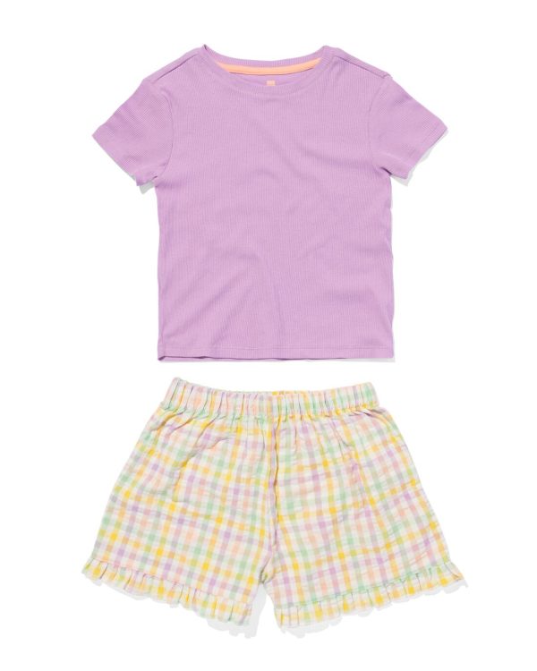 HEMA Kindershortama Katoen Met Ruiten Lila (lila)