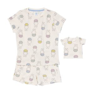 HEMA Nijntje Kindershortama Katoen Stretch Met Poppennachtshirt Gebroken Wit (gebroken wit)