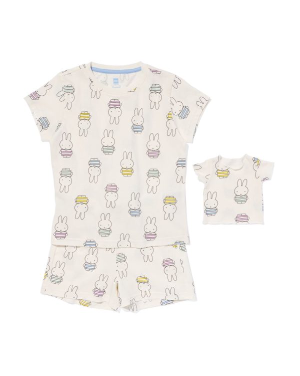 HEMA Nijntje Kindershortama Katoen Stretch Met Poppennachtshirt Gebroken Wit (gebroken wit)