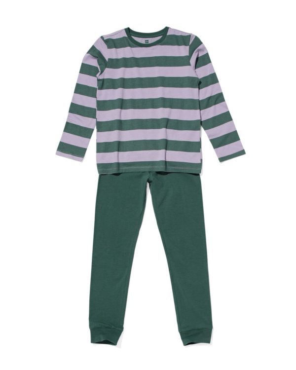 HEMA Kinder Pyjama Strepen Groen (groen)