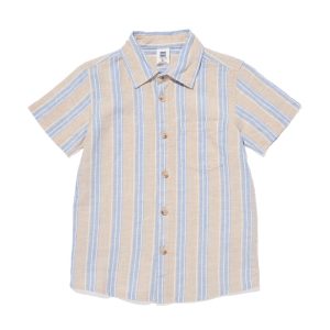 HEMA Kinderoverhemd Met Linnen Strepen Blauw (blauw)