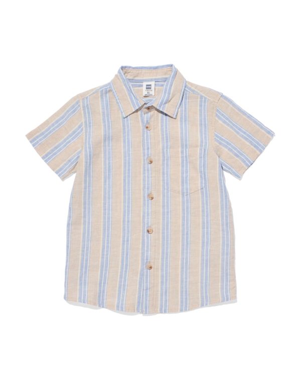 HEMA Kinderoverhemd Met Linnen Strepen Blauw (blauw)