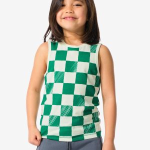 HEMA Kinder Singlets Stretch Katoen Blokken - 2 Stuks Groen (groen)