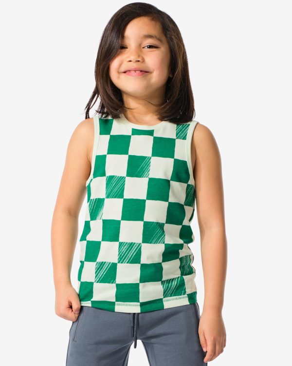 HEMA Kinder Singlets Stretch Katoen Blokken - 2 Stuks Groen (groen)