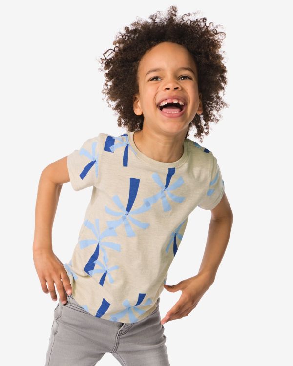 HEMA Kinder T-shirt Palmbomen Beige (beige)