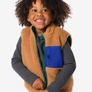 HEMA Omkeerbaar Kinder Gilet Teddy Bruin (bruin)