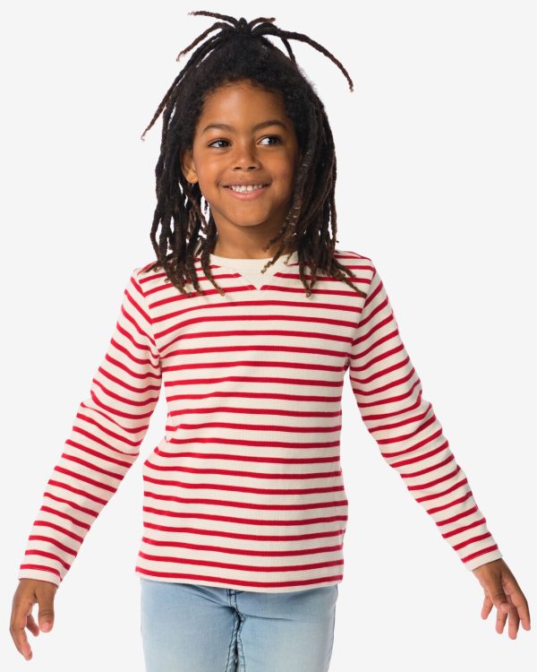HEMA Kindershirt Structuur Strepen Rood (rood)