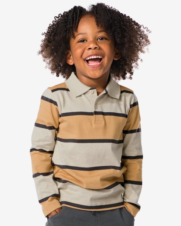 HEMA Kinder Poloshirt Strepen Beige (beige)