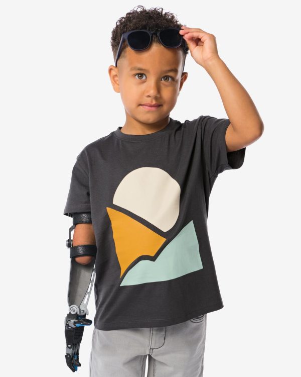 HEMA Kinder T-shirt Zon Donkergrijs (donkergrijs)