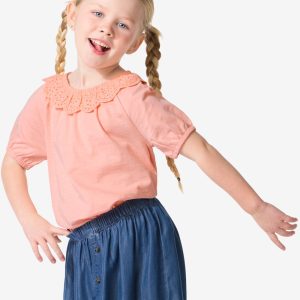 HEMA Kinder T-shirt Met Borduur Perzik (perzik)