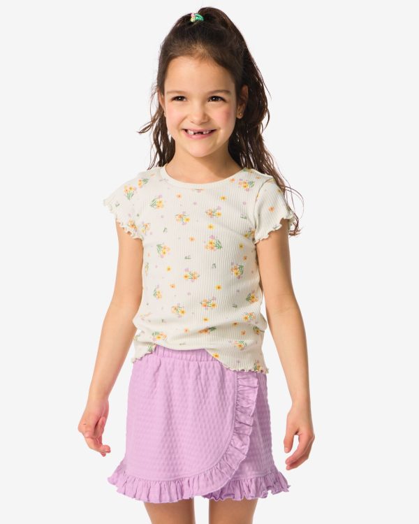 HEMA Kinder T-shirt Met Ribbels Gebroken Wit (gebroken wit)