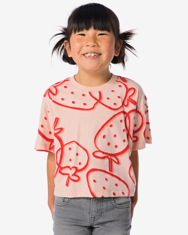 HEMA Kinder T-shirt Aardbeien Lichtroze (lichtroze)