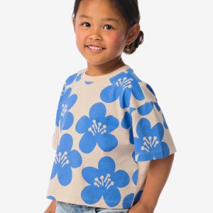 HEMA Kinder T-shirt Bloemen Beige (beige)