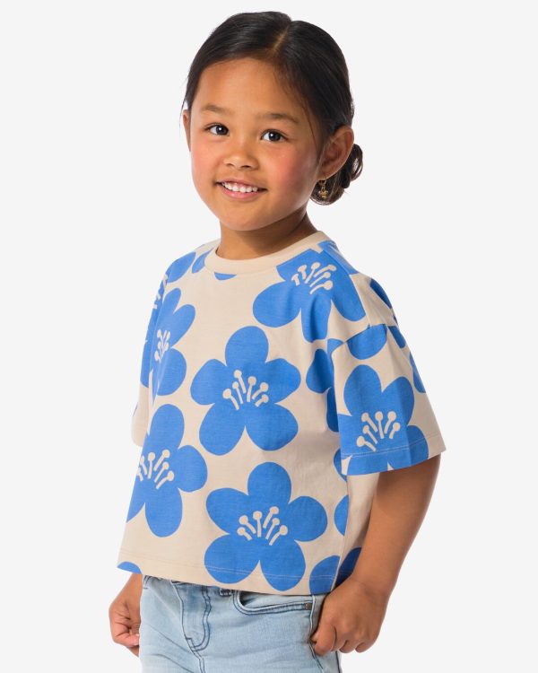 HEMA Kinder T-shirt Bloemen Beige (beige)
