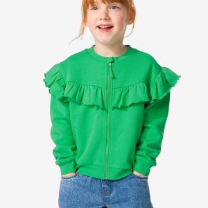 HEMA Kinder Sweatvest Met Ruffle Groen (groen)