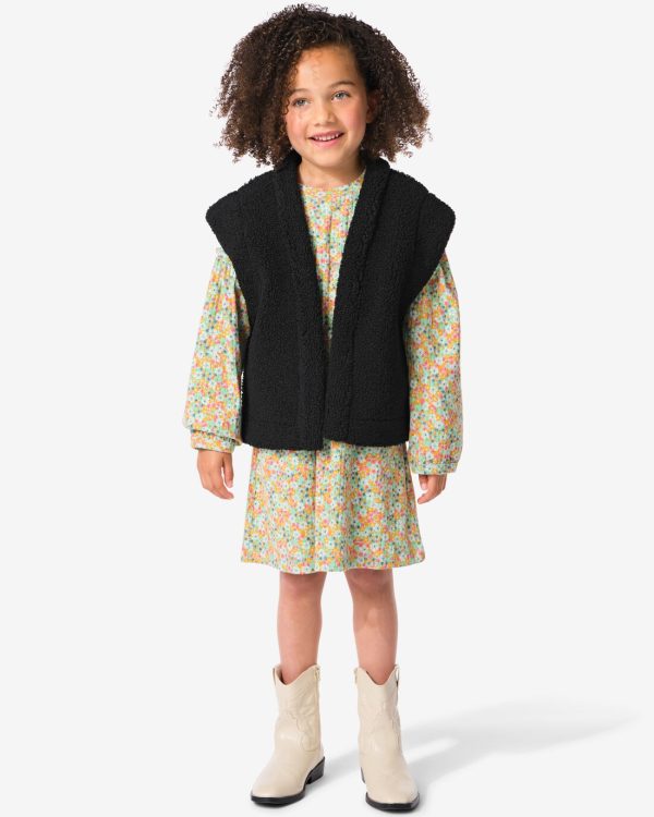 HEMA Kinder Gilet Teddy Zwart (zwart)