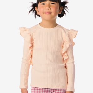 HEMA Kinder T-shirt Rib Met Ruffel Gebroken Wit (gebroken wit)