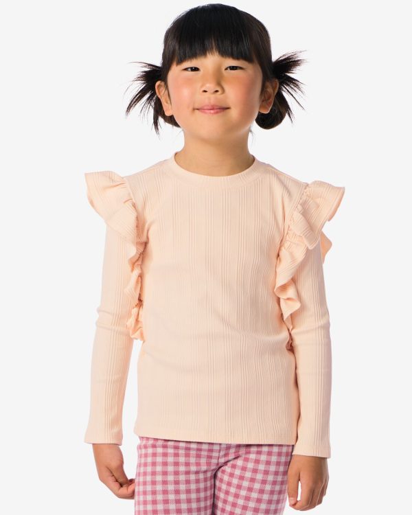 HEMA Kinder T-shirt Rib Met Ruffel Gebroken Wit (gebroken wit)