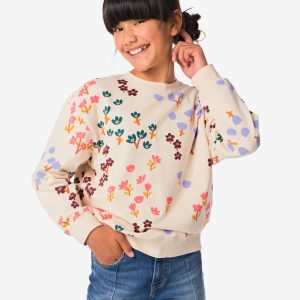 HEMA Kindersweater Oversized Bloemen Gebroken Wit (gebroken wit)