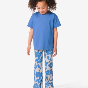 HEMA Kinderlegging Flared Rib Bloemen Blauw (blauw)