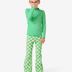 HEMA Kinderlegging Flared Rib Geblokt Groen (groen)