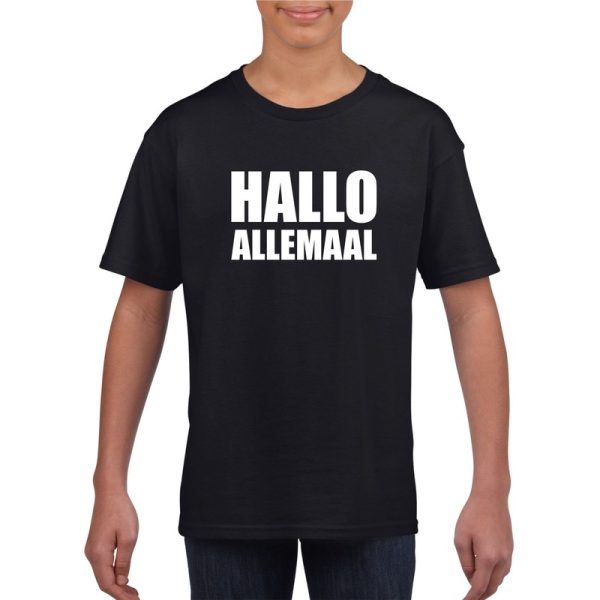 Hallo allemaal fun t-shirt zwart voor kinderen