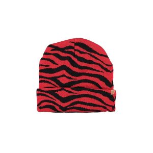 Luxe gebreide muts voor kinderen met tijger print rood