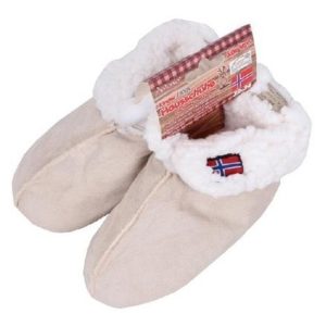 Beige kinder pantoffels/sloffen met bontvoering