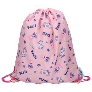 Peppa Pig gymtas/rugzak/rugtas voor kinderen - roze/blauw - polyester - 44 x 37 cm