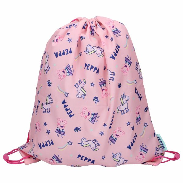 Peppa Pig gymtas/rugzak/rugtas voor kinderen - roze/blauw - polyester - 44 x 37 cm
