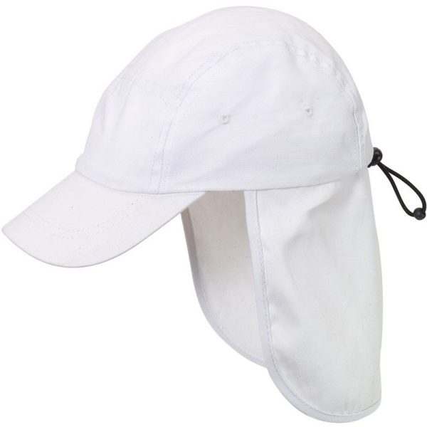 Katoenen kinderpet wit met nek flap