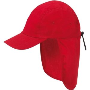 Katoenen kinderpet rood met nek flap