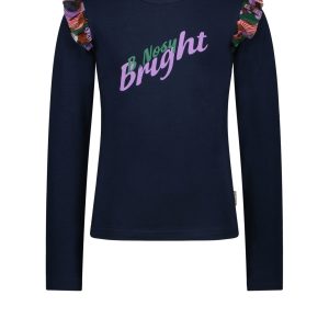 B.Nosy Meisjes shirt mesh ruffels - Navy blauw