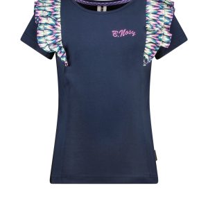 B.Nosy Meisjes t-shirt ruffel - Navy blauw