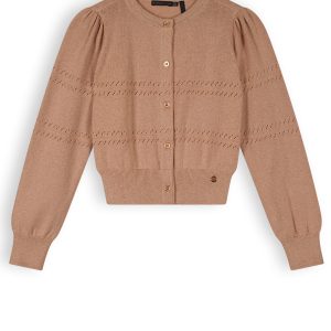 NoNo Meisjes vest gebreid lurex - Alia - Zand blush