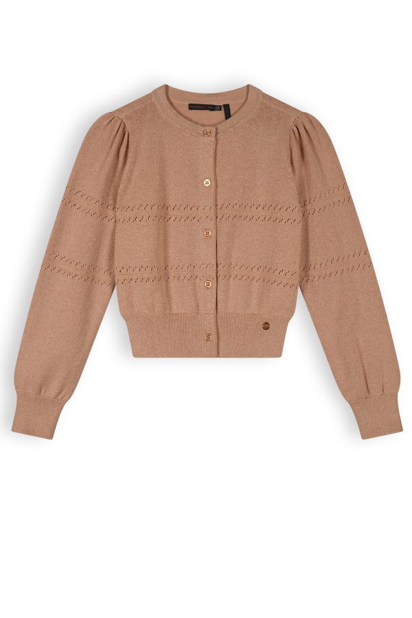 NoNo Meisjes vest gebreid lurex - Alia - Zand blush