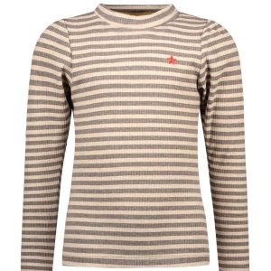 Like Flo Meisjes top rib met col - Grijs melee