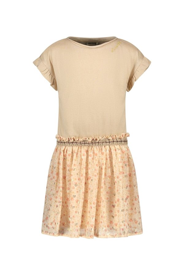 Like Flo Meisjes jurk metallic jersey chiffon - Bloemen