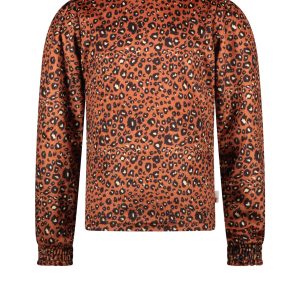 Moodstreet Meisjes top AOP velours - Warm oranje