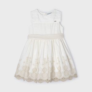 Mayoral Meisjes jurk embroidery - Natural