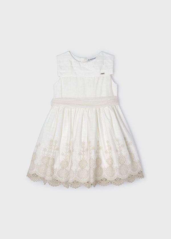 Mayoral Meisjes jurk embroidery - Natural